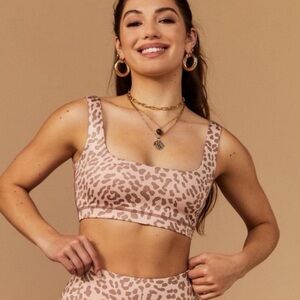 Tan + Lines By Sivan Ayla Animal Print Square Neck Bra Women’s Size Small